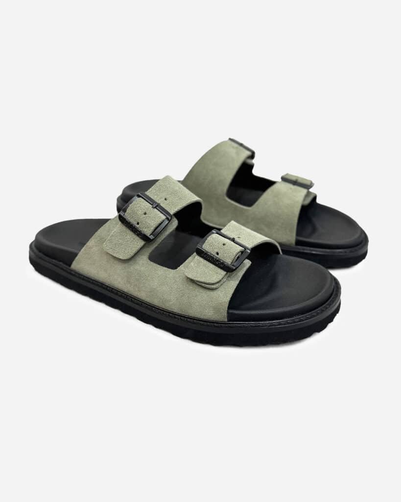Chinelo Camurça Fivelas Caqui