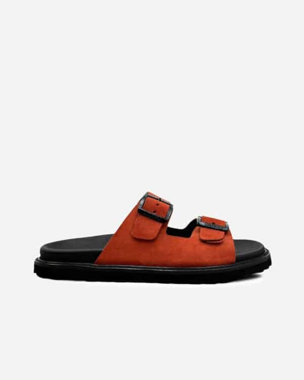 Chinelo Camurça Fivelas Terracota