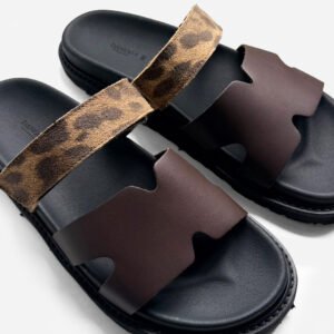 Chinelo Mia Castanho Leopardo